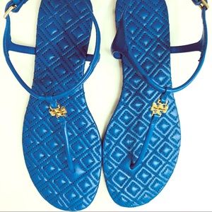 Tory Burch Auth sandals. Blue T-strap. Sz 8